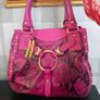 Rare vintage dkny Purple Snake Print Bag Y2K McBling Satchel Image 9