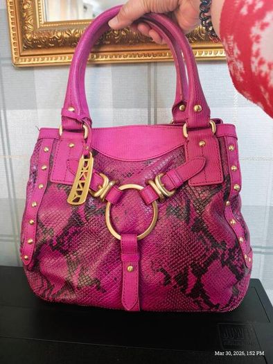 Rare vintage dkny Purple Snake Print Bag Y2K McBling Satchel