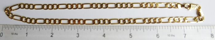 MEN'S 18ct Yellow Gold Plated Figaro Chain Necklace length 16"