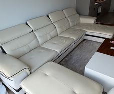Cream Corner Sofa with Reclining Headrests & USB Charging