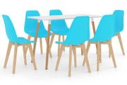 _7 Piece Dining Set Blue