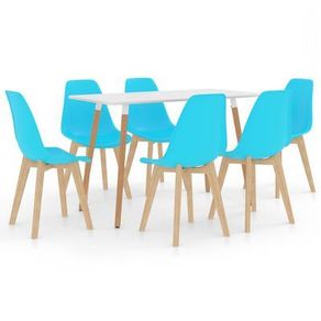 _7 Piece Dining Set Blue