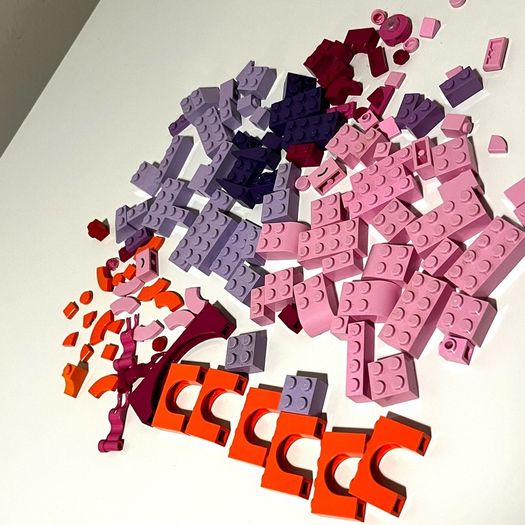 Collection of Colourful Lego Pieces in Pink, Purple, Coral etc.