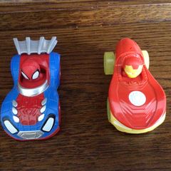 2 Marvel Die cast Character cars Spiderman and iron man