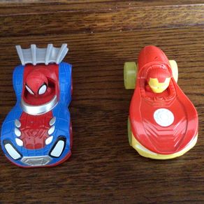 2 Marvel Die cast Character cars Spiderman and iron man