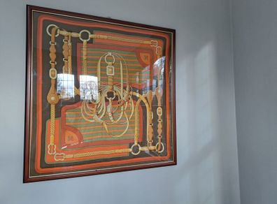 Framed Hermes Authentic Scarf Coaching