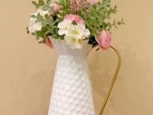 Elegant White Metal Flower Jug Vase, Farmhouse Galvanized Pitcher Vase,Rustic Decorative Milk Jug for Flowers