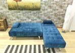 Sleek & Snug  Nordic Sofa Bed with Chaise, Blue