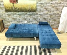Sleek & Snug  Nordic Sofa Bed with Chaise, Blue