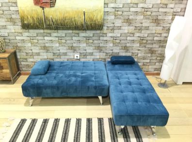Sleek & Snug  Nordic Sofa Bed with Chaise, Blue