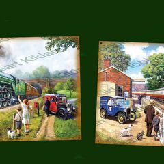 Flying Scotsman and Train spotting steam train novelty tin metal sign