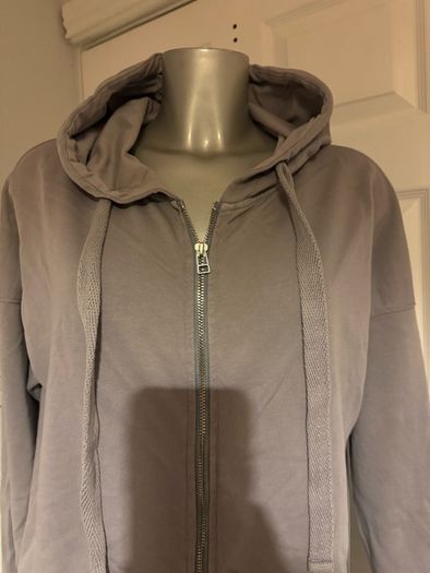 Missguided long line grey zipped cotton hoodie jumper size M UK14 EU42 Postage included