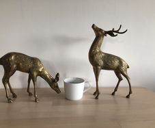 Two Large Brass Deer