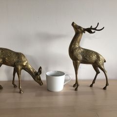 Two Large Brass Deer