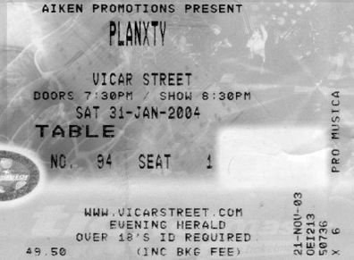 Planxty Concert Ticket From 2004 At Vicar Street