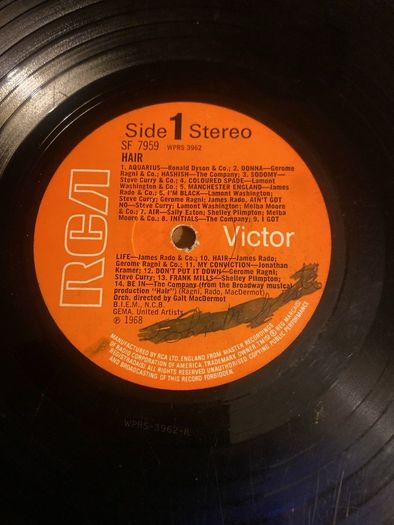 Vinyl LP of the musical "Hair"