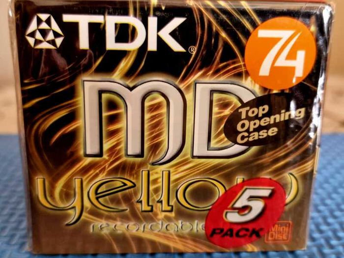 TDK Minidisc Yellow 74 Minutes, 5 pak, new, unopened.