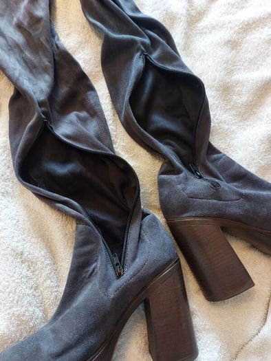Knee High Grey Suede Boots