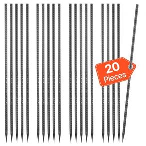 Rebar Stakes, 609,6 mm / 24-Inch, Heavy-Duty 0.47 in Diameter, Straight Galvanized Steel Ground Anchors with Chisel Point End & Rust-Resistant Coating, for Gardening Support, Fence, Camping Tents (20-Pack)