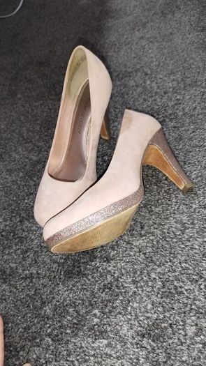 Glitter and Pink Suede Heels