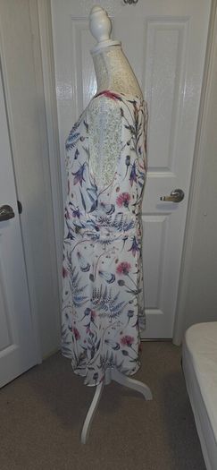Kelly & Grace Floral Shift Dress UK 18 Boho Midi Summer Occasion White