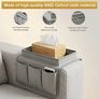 Sofa Arm Chair Tray Organisers Waterproof Non-Slip,Armchair Table Tray,Arm Chair Caddy with 4 Bags for Cup,Drinks,Snack,Phone,Magazines,Books,Glasses & Tablet,Sofa Armrest TV Remote Control Holder Image 3
