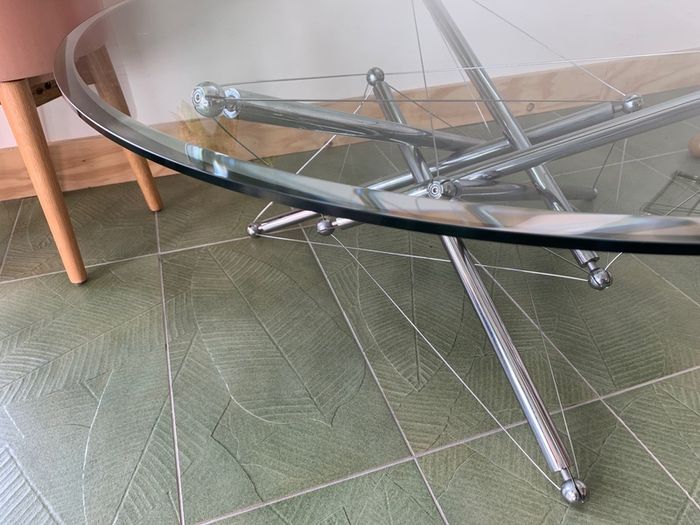 Vintage Mid century modern chrome and glass Theodore Waddell  coffee table