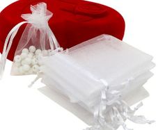 50 White Organza Pouches /  Gift Bag(7x9cm)