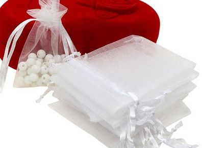 50 White Organza Pouches /  Gift Bag(7x9cm)