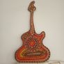 Hand Painted Signed Mandala Tribal Zen Folk Art Guitar Wood Wall Hanging Image 5