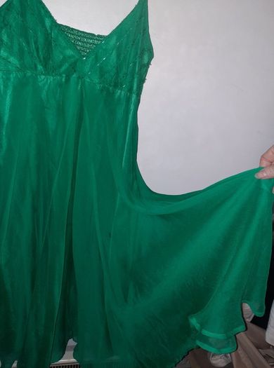 Green 100% silk baby-doll dress size 10