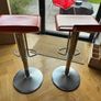 Vintage Italian orange leather bar stools. Image 3