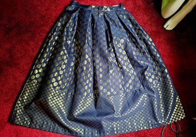 Maxi long skirt navy and gold Closet London Skirt vintage style Size 12