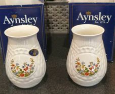 Pair of Aynsley "Cottage Garden" spill vases