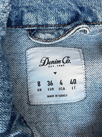 Distressed Denim jacket with patches Size UK8