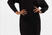 Blue Vanilla Black Cable Knit Midi Dress, ONE SIZE