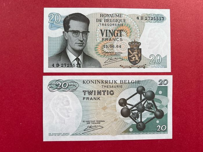 Belgium  20 Francs. 1964    ( uncirculated ). Pick 138 .