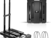 Folding Hand Truck, 6 Wheels Fold Up Hand Cart with 2 Elastic Ropes, Portable 225KG Capacity Heavy Duty Luggage Cart, Utility Dolly Platform Cart for Car House Office Luggage Moving, Black