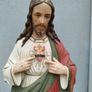 Vintage Chalk Sacred Heart Statue Image 4