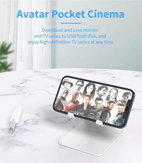 Genuine Lightning to Jack Cable Adapter USB iPhone Certified Apple MFI USB A OTG Camera Socket