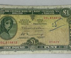 Irish Bank Notes - Lady Lavery - One Pound Note - 2 with Writing
