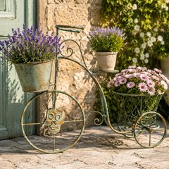 Vintage Bicycle Planter  Retro Iron Garden Ornament with Flower Pot Holders Planting Bike