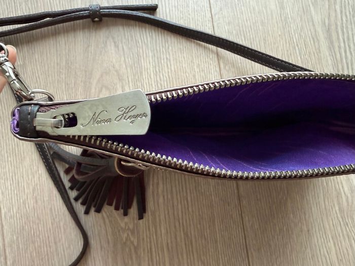 Nina Heyer Leather Crossbody Messenger Shoulder Bag Purse + Scarf