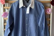 shirt bnwt new look blue &amp; white striped shirt size 12 oversized rrp 39 euro