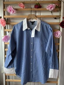 shirt bnwt new look blue & white striped shirt size 12 oversized rrp 39 euro