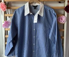 shirt bnwt new look blue & white striped shirt size 12 oversized rrp 39 euro