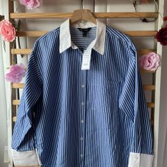 shirt bnwt new look blue & white striped shirt size 12 oversized rrp 39 euro