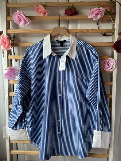 shirt bnwt new look blue & white striped shirt size 12 oversized rrp 39 euro