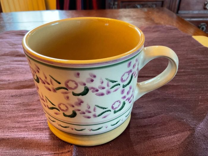 Nicholas Mosse lavender collection from Washington creek . Mugs, jugs , tea pot and platter .pricing the mug for  this ad