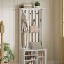 Coat rack with shelf and 7 double hooks vintage country white Image 2
